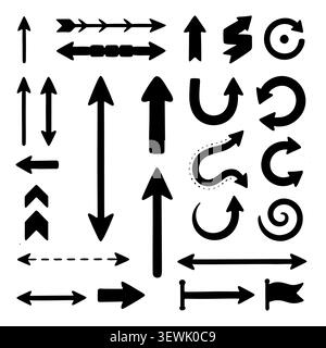 Collection of clean, modern arrow icons in multiple styles and directions. Perfect for navigation, interfaces, presentations, infographics, web design Stock Vector