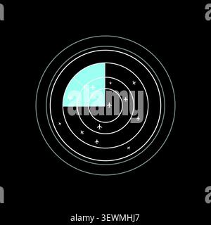 Aviation radar display screen with airplane targets air traffic navigation sys Stock Vector