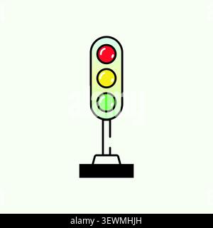 Traffic light signal icon for road safety control with junction, transport Stock Vector