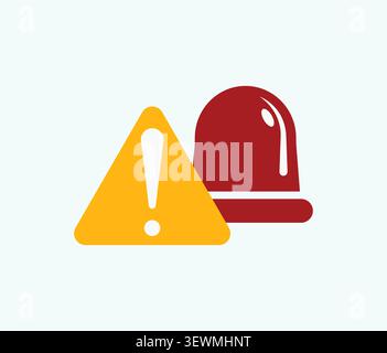 Warning alert siren and exclamation mark triangle sign with alert icon, triangle Stock Vector