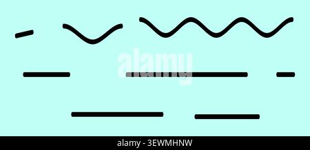 Collection of various line styles including dash and wave graphic elements Stock Vector