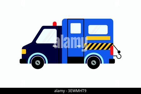 Service truck vehicle with towing hook and warning stripe pattern, emergency Stock Vector