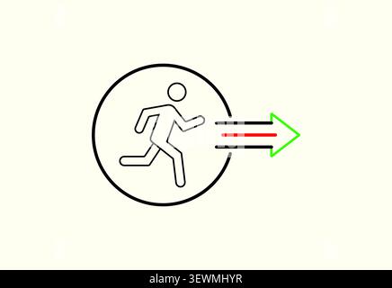 Emergency exit sign symbol with emergency evacuation navigation pictogram Stock Vector