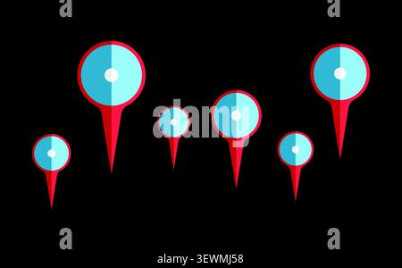 Set of blue map pin location icons with location navigation position tracking Stock Vector