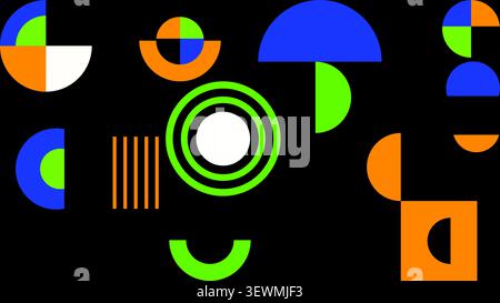 Abstract geometric forms and lines on dark background with digital art, abstract Stock Vector