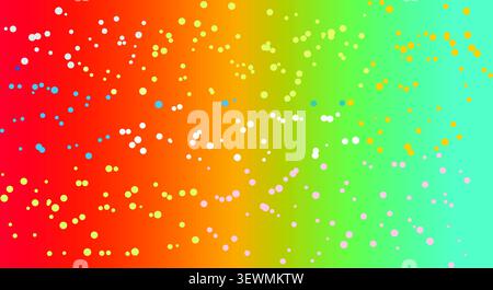 Abstract background of colorful dots scattered on a rainbow gradient Stock Vector