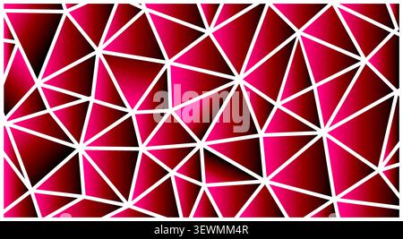 Geometric pattern of interconnected triangles in magenta and white with low poly Stock Vector