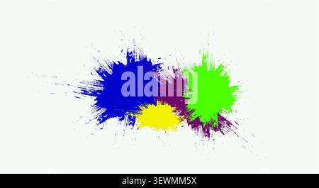 Colorful ink splatters and splashes with paint splatters, color splashes Stock Vector