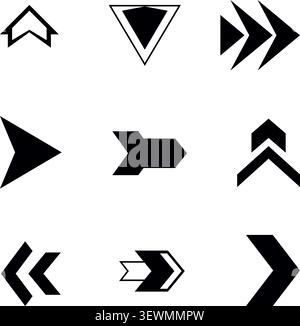 Modern navy blue arrow icons and abstract shapes for directional guidance and actions Stock Vector