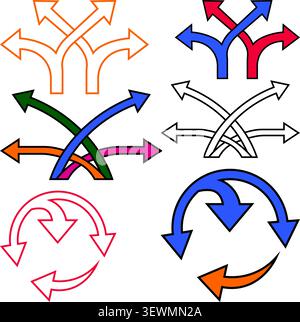 Directional Arrows Showing Choices and Transitions Stock Vector