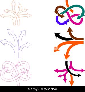 Set of Diverse Arrows Showing Different Directions and Choices Stock Vector