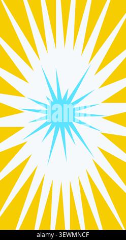 Abstract blue starburst and yellow sunburst rays with energy burst, abstract art Stock Vector