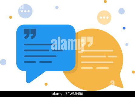 a flat vector illustration of two overlapping speech bubbles representing dialogue, feedback, or social media comments. Stock Vector