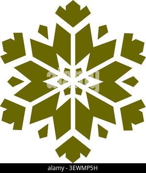 Single golden snowflake graphic element with white background with abstract shap Stock Vector