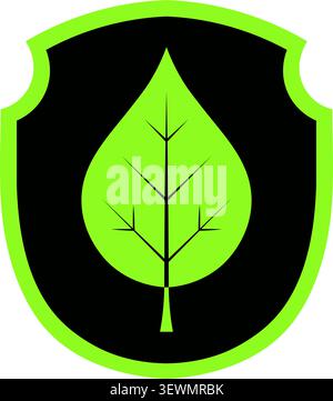 Simple Leaf Shield Icon - Eco Friendly Symbol Stock Vector