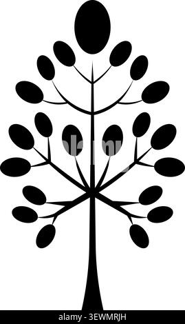 Dark silhouette of leafy tree branch on white background Stock Vector ...