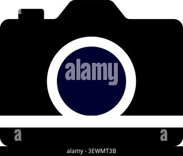 Dark Blue Camera Icon with Lens Vector Graphic with Abstract Graphic Stock Vector
