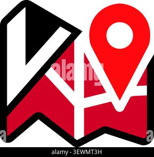 Map Location Pin Icon with Map Abstract Graphic with Point Of Interest Stock Vector