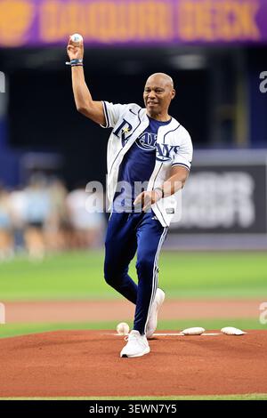 Tampa Bay Rays' Chandler Simpson celebrates after his triple during the ...