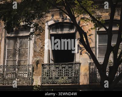 Weathered Historic Building Facade in Lisbon, Portugal Stock Photo