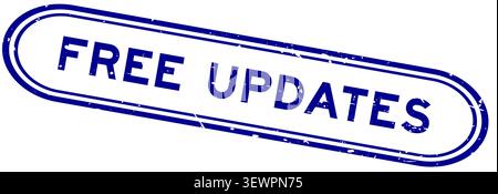 Grunge blue free updates word rubber seal stamp on white background Stock Vector