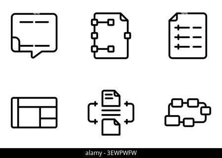Project management document workflow line icon set vector illustration Stock Vector