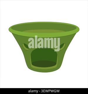 Vector aroma lamp for aromatherapy, spa, relaxation. Green ceramic oil burner on a white background. Fragrance lamp for essential oils. Fashionable ac Stock Vector