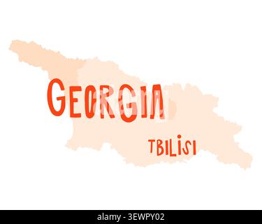 Map of Georgia showing its capital, Tbilisi. Vector illustration of the country's borders. Stock Vector