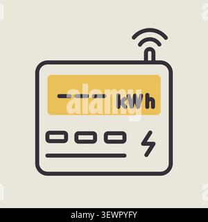 Minimalist outline electric meter icon suitable for energy consumption and smart home technology design concepts Stock Vector