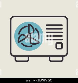Minimalist outline heat pump icon suitable for eco energy heating and HVAC system design concepts Stock Vector