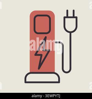 Minimalist outline electric vehicle charging station icon suitable for eco transport and green energy design concepts Stock Vector