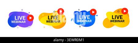 Live webinar promo banner, play interface, online streaming event, modern digital marketing design Stock Vector