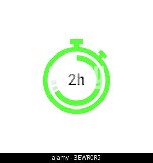 Timer concept green stopwatch icon, minimal circular progress indicator, productivity tracking, schedule management Stock Vector