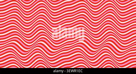 Red and pink wavy warped stripes vector seamless pattern for Valentine's Day backgrounds, graphic design and fabric Stock Vector