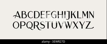 Alphabet uppercase serif typeface elegant classic typography character, luxury branding font, editorial display design, minimal black collection Stock Vector