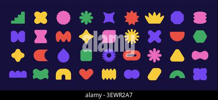 Abstract vector shape element sticker. Y2k graphic geometry background icon. Retro shape design illustration Stock Vector