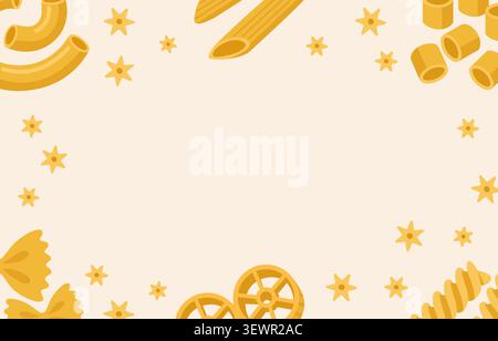 Vector Italian pasta food macaroni design set. Italian pasta type cartoon different shape isolated icon Stock Vector