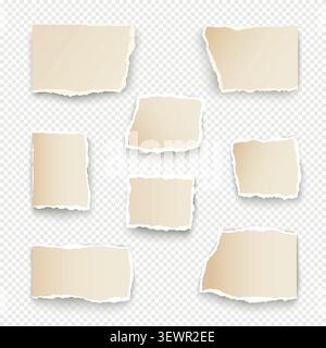 Paper cut rip sheet vector torn edge background. Old frame note craft paper cut vector square label box Stock Vector