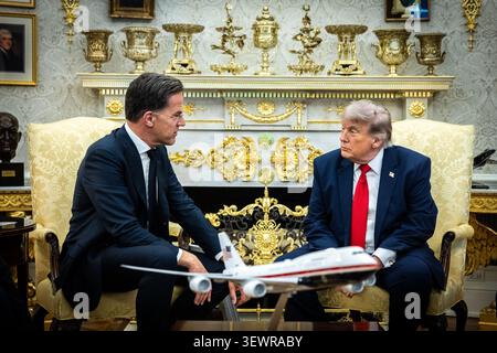NATO Secretary NATO Secretary General Mark Rutte meets with the President of the United States, Donald Trump Mark Rutte Stock Photo
