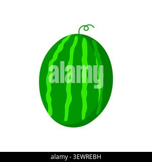 Green watermelon illustration isolated farm vibe on white background. Stock Vector