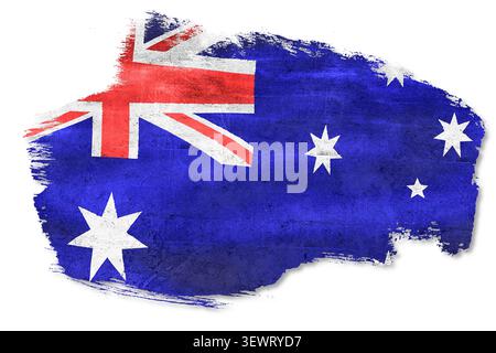 Australian flag in a grunge brush stroke style, isolated on a white background Stock Photo