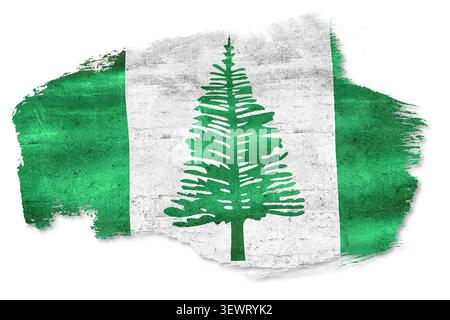 Norfolk Island flag painted with a grunge brush stroke texture on a white alpha channel Stock Photo