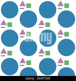 Soft Pastel Bauhaus Geometric Seamless Pattern Large Circle Blue White, Scandinavian Style Vector Background Textile Kids Stock Vector