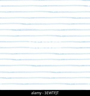 Seamless blue watercolor stripe seamless nautical pattern with thick horizontal bands on a beige background. Ideal for fabric, wrapping paper Stock Photo