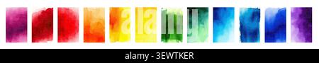 Watercolor colored stretch marks on wet background set Hand drawn. Not AI, vector illustration. Stock Vector