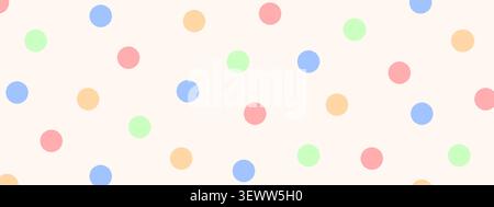 Colorful dots in random arrangement. Pastel polka dot print. Falling confetti background. Birthday party celebration wallpaper. Happy vibes concept. Vector flat illustration. Stock Vector