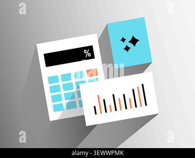 AI business intelligence with reporting automation, performance metrics and data analysis insights. Ai business reporting, analytics dashboard and decision support vector illustration. Stock Vector