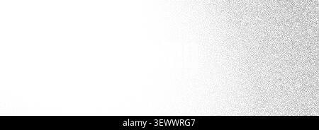 Stipple noise curved edge texture. Fading sand dotted gradient background. Rough grunge dust speckle wallpaper. Vanishing grit granule backdrop. Vector distressed sprayed particles and specks overlay Stock Vector