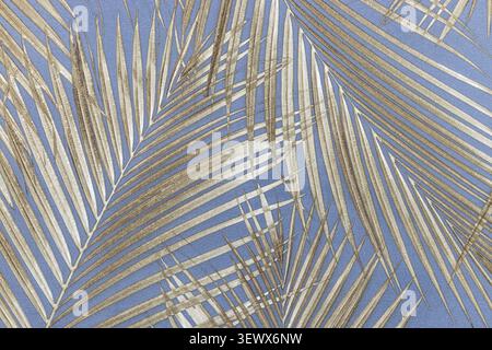 Palm leaf shadows on a textured wallcovering Stock Photo