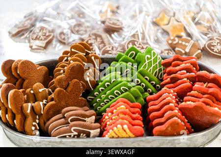 Assorted Holiday Cookies in Festive Red and Green Colors Stock Photo